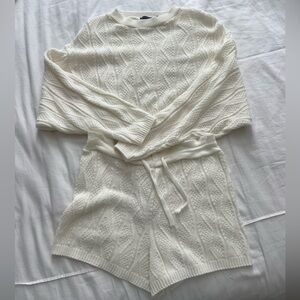 White sweater matching knit set